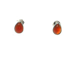 Orange CARNELIAN Sterling Silver 925 Gemstone STUDS/Earrings - 5 x 7 mm - (CST0905181)