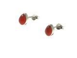 Orange CARNELIAN Sterling Silver 925 Gemstone STUDS/Earrings - 5 x 7 mm - (CST0905181)