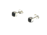 Small Square  BLACK ONYX Sterling Silver Stud Earrings 925 - 4 mm