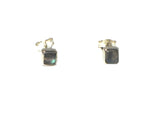 LABRADORITE Square Shaped Sterling Silver Gemstone Stud Earrings  925 - 4 mm