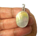 White Oval Mother of Pearl Sterling Silver 925 Gemstone Pendant