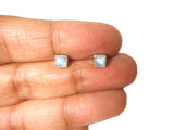 MOONSTONE Square Sterling Silver Gemstone STUD/Earrings 925-4 mm