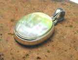 White Oval Mother of Pearl Sterling Silver 925 Gemstone Pendant