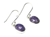 Purple Oval Shaped Charoite Sterling Silver Gemstone Earrings  925