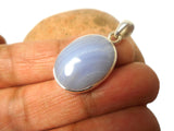 Oval Shaped Blue Lace Agate Sterling Silver 925 Gemstone Pendant