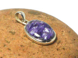 Oval Shaped Purple Charoite Sterling Silver 925 Gemstone Pendant