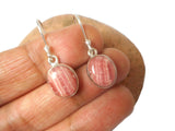 Pink Oval RHODOCHROSITE Sterling Silver 925 Gemstone Earrings