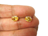 Golden Yellow  Oval CITRINE Sterling Silver Stud Earrings 925 - 5 x 7 mm