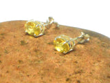 Golden Yellow  Oval CITRINE Sterling Silver Stud Earrings 925 - 5 x 7 mm