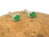 Green Oval EMERALD Sterling Silver 925 Stud Earrings - 5 x 7 mm