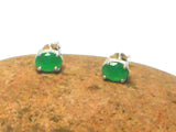 Green Oval EMERALD Sterling Silver 925 Stud Earrings - 5 x 7 mm