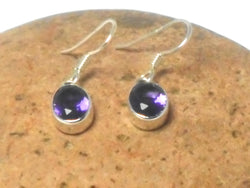 Purple Oval Amethyst Sterling Silver Gemstone Earrings 925