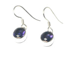 Purple Oval Amethyst Sterling Silver Gemstone Earrings 925