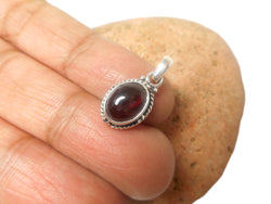 Small Oval Red Garnet Sterling Silver 925 Pendant