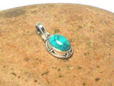 Small Blue Oval TURQUOISE Sterling Silver 925 Gemstone Pendant