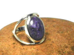 Purple Oval CHAROITE Sterling Silver 925 Oval Gemstone Ring