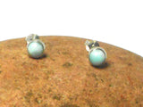Round Blue LARIMAR Sterling Silver 925 Gemstone Stud Earrings - 5 mm