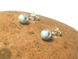 Round Blue LARIMAR Sterling Silver 925 Gemstone Stud Earrings - 5 mm