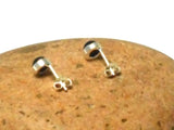 Round BLACK ONYX Sterling Silver Gemstone Stud Earrings 925 - 5 mm