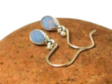 Small Fiery Oval Australian Opal Sterling Silver 925 Gemstone Drop Dangle Earrings- 5 x 7 mm