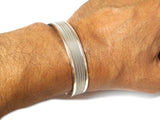 Chunky Adjustable Unisex 925 Sterling Silver Bangle Bracelet
