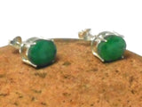 Green Oval EMERALD Sterling Silver 925 Stud Earrings - 8 x 10 mm