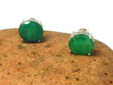 Green Oval EMERALD Sterling Silver 925 Stud Earrings - 8 x 10 mm