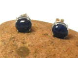 Oval Blue Lapis Lazuli Sterling Silver Gemstone Stud Earrings 925