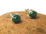 Green Oval MALACHITE Sterling Silver 925 Gemstone Stud Earrings