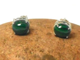 Green Oval MALACHITE Sterling Silver 925 Gemstone Stud Earrings