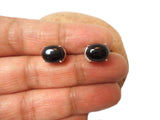 Oval Black Onyx Sterling Silver Stud Earrings 925 - 8 x 10 mm