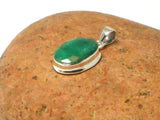 Small Green Oval Shaped EMERALD Sterling Silver 925 Gemstone Pendant