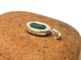 Small Green Oval Shaped EMERALD Sterling Silver 925 Gemstone Pendant