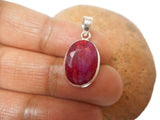 Small Pink Oval Shaped RUBY Sterling Silver 925 Gemstone Pendant