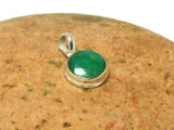 Small Green Round Shaped EMERALD Sterling Silver 925 Gemstone Pendant