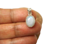Small Oval MOONSTONE Sterling Silver 925 Gemstone Pendant