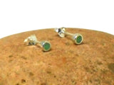 Small Round Green EMERALD Sterling Silver 925 Stud Earrings - 3 mm