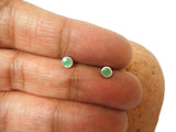 Small Round Green EMERALD Sterling Silver 925 Stud Earrings - 3 mm
