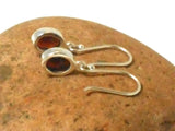 Oval Red Garnet Sterling Silver 925 Gemstone Drop Dangle Earrings