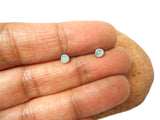 Small Blue Round Smithsonite Sterling Silver 925 Gemstone Stud Earrings - 3 mm