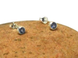Small Blue Round TANZANITE Sterling Silver 925 Gemstone Stud Earrings - 4 mm