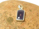 Purple Rectangular AMETHYST Sterling Silver 925 Gemstone Pendant
