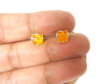 Cognac AMBER Sterling Silver Gemstone Square Stud Earrings 925 -  7 x 7 mm  (ARST02101817)