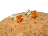 Cognac AMBER Sterling Silver Gemstone Square Stud Earrings 925 -  7 x 7 mm  (ARST02101817)