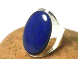 Chunky  Blue  Lapis LAZULI  Oval Sterling Silver Gemstone Ring 925  -  Size: T