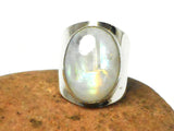 Oval Moonstone Sterling Silver 925 Gemstone Ring - Size T