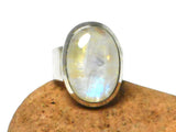 Grade 'A' Oval Moonstone Sterling Silver 925 Gemstone Ring - Size R