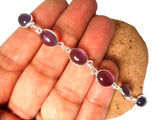 Oval Purple Amethyst Gemstone Sterling Silver 925 Bracelet : 19 - 20.5 cm