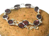 Oval Purple Amethyst Gemstone Sterling Silver 925 Bracelet : 19 - 20.5 cm