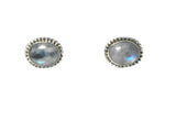 Fiery MOONSTONE Oval Shaped Sterling Silver Stud Earrings 925 - 8 x 10 mm